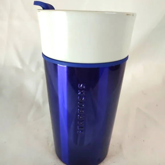 Starbucks | Kitchen | 25 Starbucks W Blue Top Purple Stainless Ceramic  Tumbler Travel Mug 12oz | Poshmark